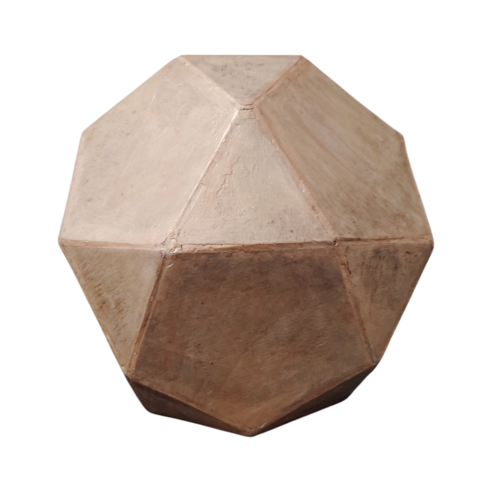 32 Sides Geometric Distressed Gold Wood Sculpture Decorative Sculpture Home Deco